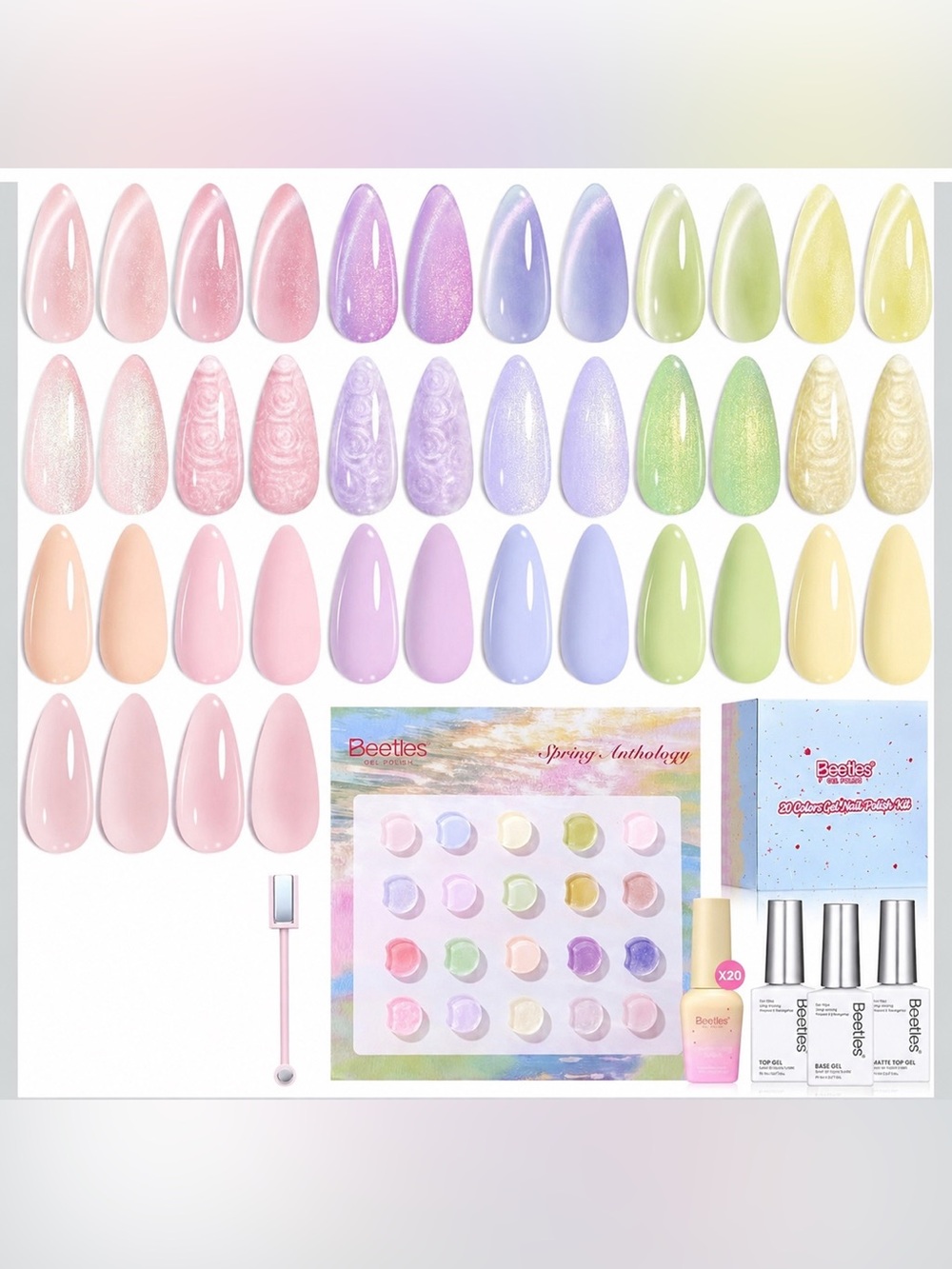 Beetles Pastel Spring Anthology Press-On Gel Nails Set - Multicolor Pastels